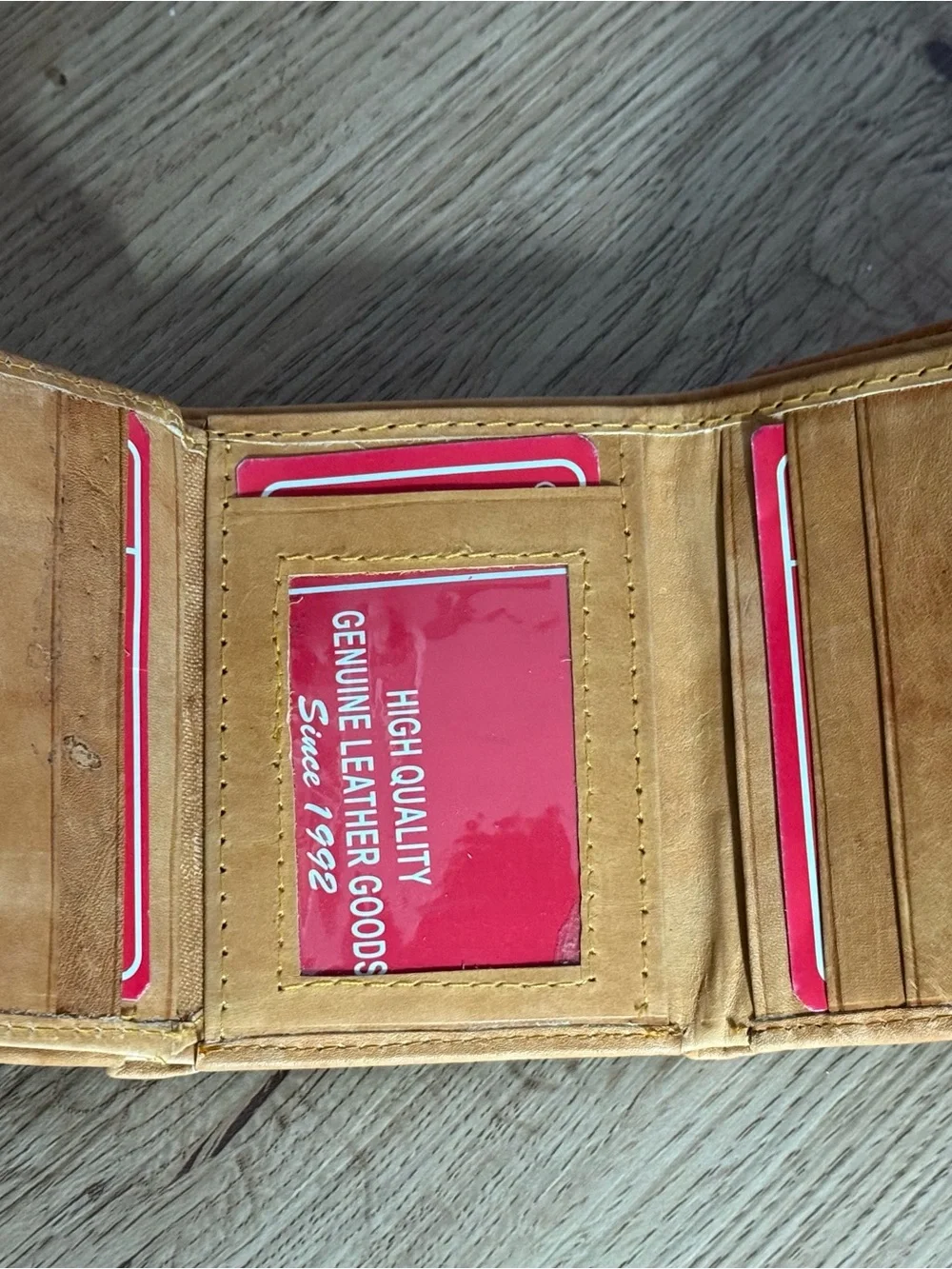 Marshal Genuine Leather Trifold Wallet LightBrown Yellowish-Handmade